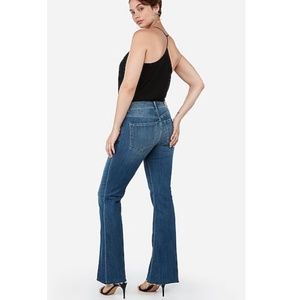 Express High Waisted Raw Hem Flare Jeans